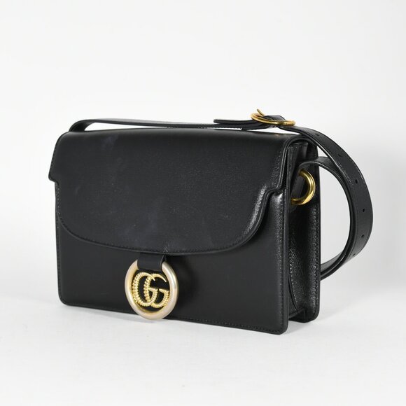 Gucci Small GG Ring Shoulder Bag - Black Leather, Gold Hardware - Picture 2 of 13